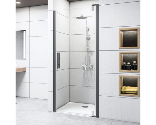 Porte de douche en niche Breuer Europa Design 100 cm verre transparent, profilé couleur noir 0286031001005-0
