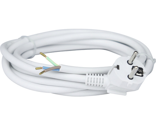 Câble de raccordement 3 m H05VV-F3x1,5 mm² blanc avec prise contour Indoor