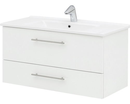 Ensemble de meubles de salle de bains Basic WT1000 2 tiroirs blanc brillant
