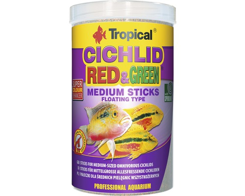 Barres alimentaires Tropical Cichlid Red&Green Medium Sticks 1 l