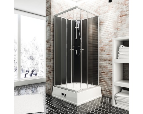 Wellnesskabine Schulte Korfu II mit Boiler und Pumpe 940x110 cm schwarz D193506 0150