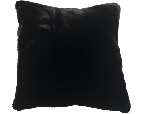 Coussin décoratif fourrure Romance 45x45 cm noir-0