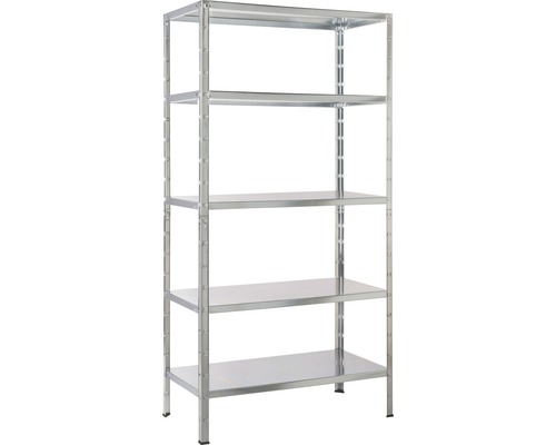 Étagère à emboîter Kaiserthal galvanisée 1600x750x300 mm 5 tablettes capacité de charge 250 kg Étagère à emboîter Kaiserthal galvanisée 1600x750x300 mm 5 tablettes capacité de charge 250 kg