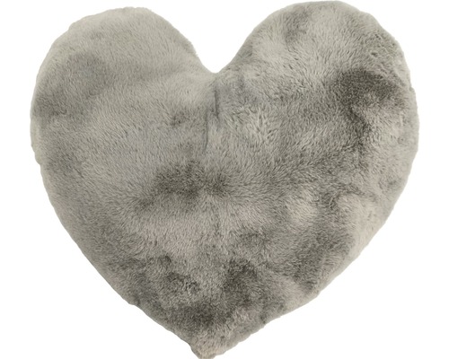 Coussin coeur Fluffy gris 45x40 cm
