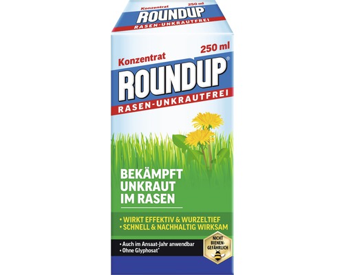 Herbicide Roundup désherbant pour gazon 250 ml concentré, peut également être utilisé l'année d'ensemencement