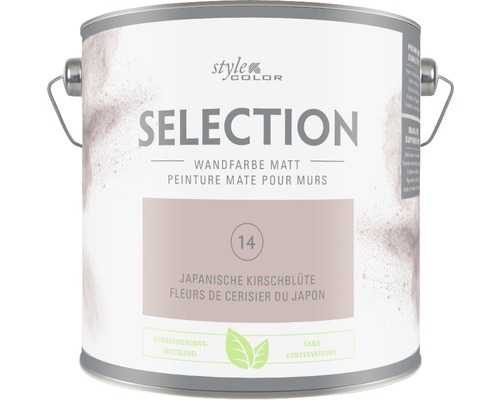 Premium Wandfarbe Style Color SELECTION 14 konservierungsmittelfrei Japanische Kirschblüte 2,5 L