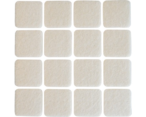 Patin en feutre carré, 22 x 22 mm, blanc, autocollant, 16 unités-0