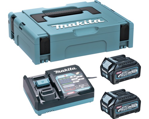 Kit de démarrage Makita XGT® 40V, 2x batteries 2,5 Ah Li-ion + chargeur et MAKPAC 191J81-6