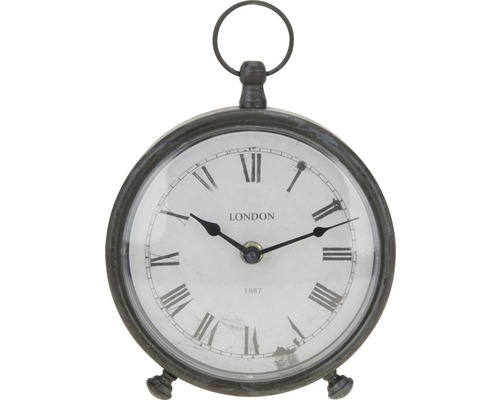 Horloge de table en métal gris Ø 16,5 cm