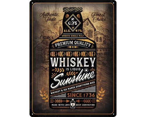 Plaque en tôle Whiskey Sunshine 30x40 cm