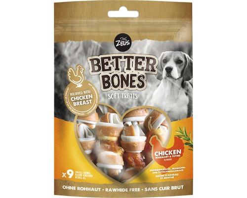 En-cas pour chien ZEUS Better Bones poulet thym 7,5 cm 9 morceaux 214 g