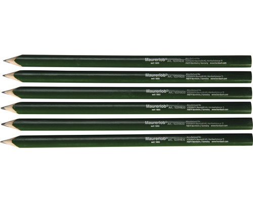 Crayons de tailleur de pierre 240 mm, peint en vert, taillé 6 unités
