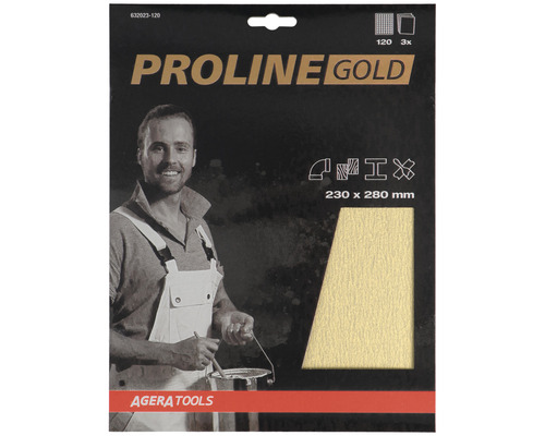Papier à poncer pro PROLINE GOLD P120 230x280 mm 3 pièces