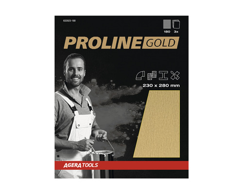 Papier à poncer pro PROLINE GOLD P180 230x280 mm 3 pièces