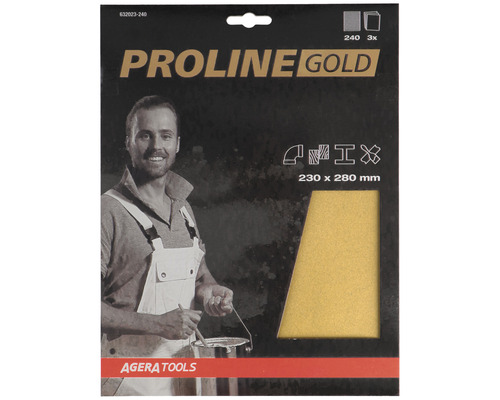 Papier à poncer pro PROLINE GOLD P240 230x280 mm 3 pièces