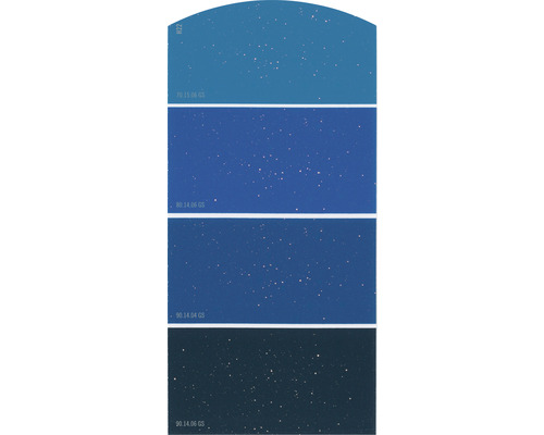 Carte échantillon de peinture H22 effet scintillant doux Univers des couleurs bleu 21x10 cm