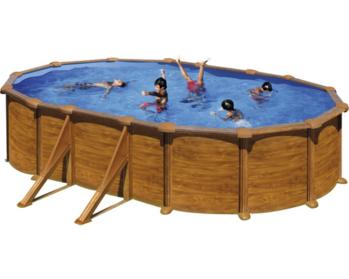 Kit piscine hors sol à paroi en acier Solo ovale 610x375x132 cm avec skimmer intégré aspect bois Kit piscine hors sol à paroi en acier Solo ovale 610x375x132 cm avec skimmer intégré aspect bois