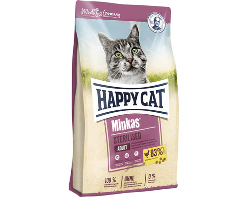 Nourriture sèche pour chats, HAPPY CAT Minkas Sterilised Adult volaille 500 g