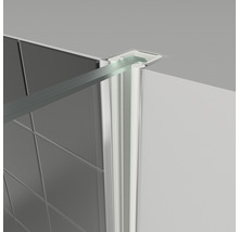 Douche à l'italienne BREUER Panorama 100 cm avec paroi latérale supplémentaire 30 cm profilé couleur chrome verre décoratif chinchilla clair-thumb-4
