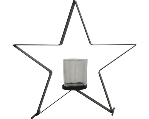 Support pour bougie de chauffe-plat Lafiora étoile noire h 34 cm noir