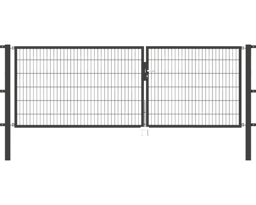 Portillon double ALBERTS Flexo 6/5/6 350 x 120 cm avec poteaux 8 x 8 cm anthracite