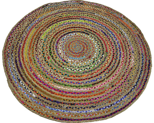 Tapis de chiffon rond avec tissu multicolore Ø 120 cm