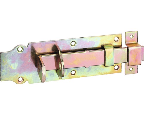 Schlossriegel mit flachem Griff und Schlaufe 180 x 64 mm, Galv. gelb verzinkt