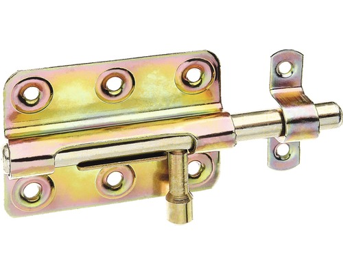 Bolzenriegel mit befestigter Schlaufe, 80 x 56 mm, Galv. gelb verzinkt