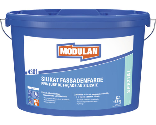 Peinture minérale extérieure pour façade au silicate MODULAN 4301 blanc 12,5 l-0