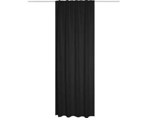 Rideau avec galon fronceur Blacky noir 135 x 245 cm difficilement inflammable