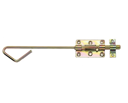 Bolzen-Stangenriegel mit befestigter Schlaufe, 400 x 60 mm, Galv. gelb verzinkt