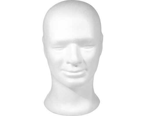 Tête en polystyrène, homme, 30,5 cm