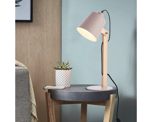 Lampe de table 1 ampoule Swivel hêtre/rose h 515 mm