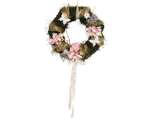 Couronne de porte couronne de printemps couronne de Pâques Ø 30 cm avec fleurs et papillons