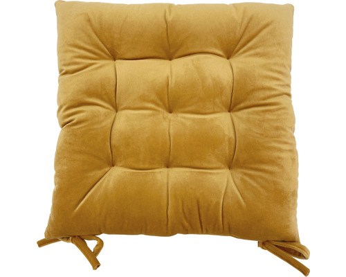 Galette de chaise Velvet jaune 40 x 40 cm