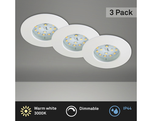 Éclairage à LED à encastrer lot de 3 blanc variable avec ampoule 3x470 lm 3 000 K blanc chaud Ø 60 mm rond plastique IP44