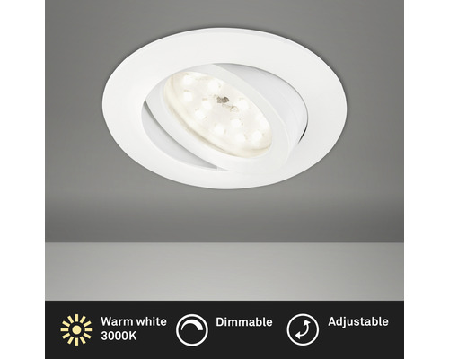 Éclairage à LED à encastrer blanc variable avec ampoule 470 lm 3 000 K blanc chaud Ø 68 mm rond plastique IP23-0