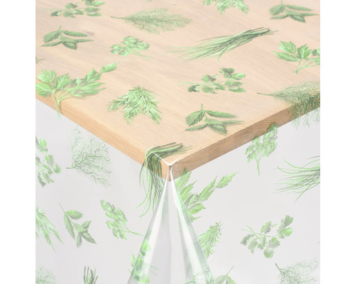 Protection pour table Crystal fines herbes vert largeur 140 cm (au mètre)