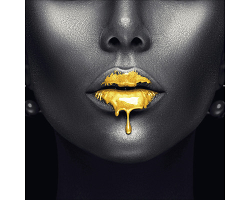 Glasbild Golden Lips II 50x50 cm