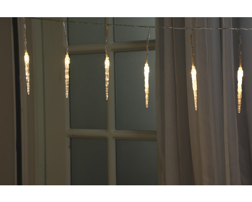Guirlande glaçons Lafiora 3,9 m + câble 10 m 40 LED couleur d'éclairage blanc chaud avec minuterie et variateur