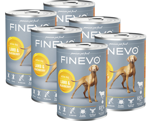 Pâtée pour chiens FINEVO Active Dog agneau avec des mûres 6x400 g