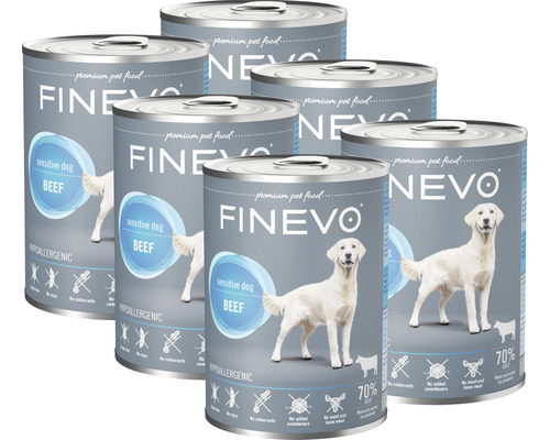 Hundefutter nass Sensitive Dog FINEVO Rind pur 6x400 g