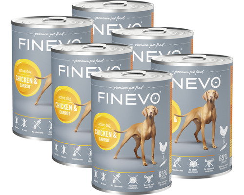 Hundefutter nass Active Dog FINEVO Huhn mit Karotte 6x800 g
