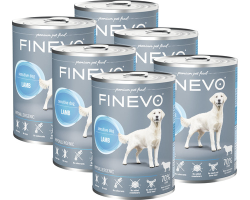 Pâtée pour chiens Sensitive Dog FINEVO agneau pur 6x400 g