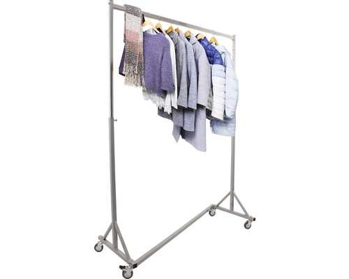 Portant à vêtements pro très stable gris réglable en hauteur tringle à vêtements 133 cm capacité de charge 150 kg