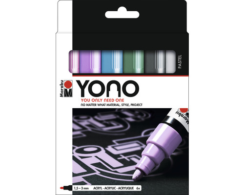 Ensemble de marqueurs Marabu Yono pastel, 6 x 1,5-3 mm