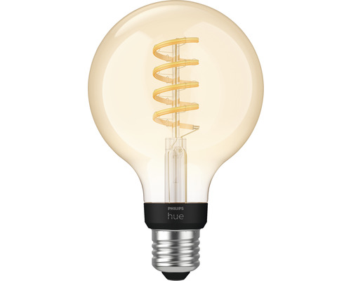 Ampoule sphérique Philips hue White Ambiance filament à intensité lumineuse variable gold G93 E27/7W(40W) 550 lm 2200- 6500 K - Compatible avec SMART HOME by hornbach