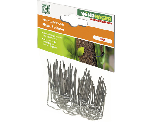 Piquets à plantes WINDHAGER accessoires de fixation pour bâtons de plante métal 50 pièces, barrettes en coco pour tiges de plantes