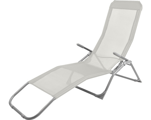 Chaise longue Garden Place avec tissu textile rabattable gris argent