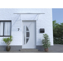 ARON Vordach Pultform Paris VSG 150x115 cm weiß inkl. Konsole G und Regenrinne beidseitig-thumb-2